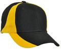 FRONT VIEW OF BASEBALL CAP BLACK/AUSSIE GOLD